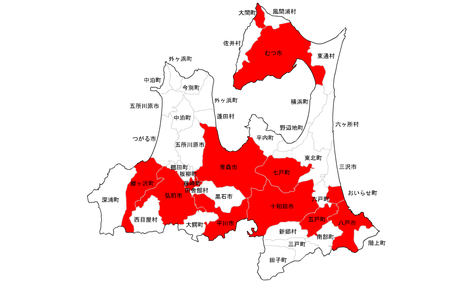 青森県自治体RSS配信地図